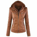Giacca di pelle casual con cappuccio