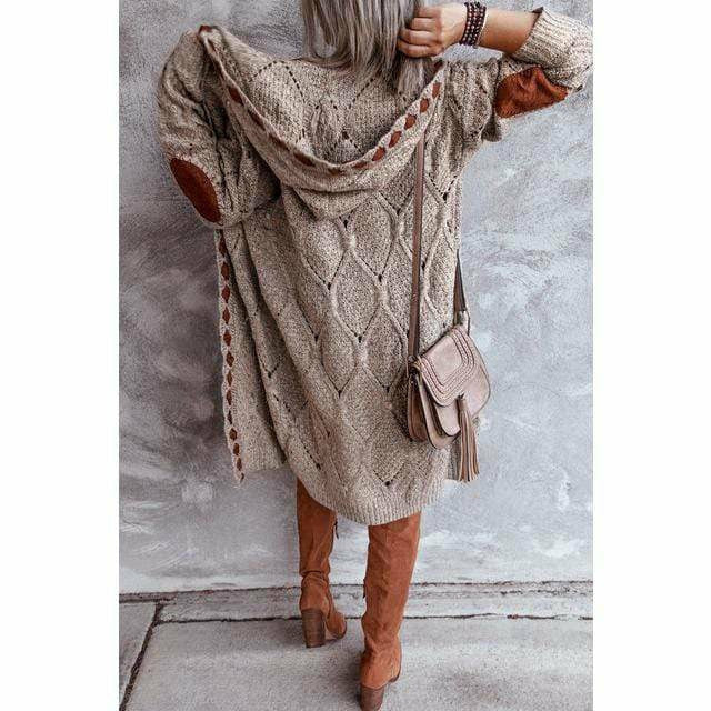 Cardigan lungo sciolto con cappuccio