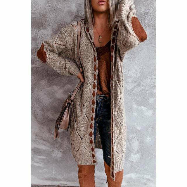 Cardigan lungo sciolto con cappuccio